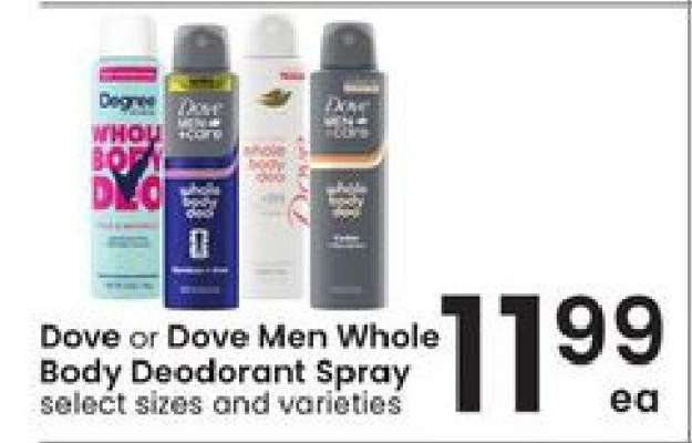 Dove or Dove Men Whole Body Deodorant Spray