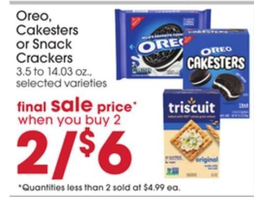 Oreo, Cakesters or Snack Crackers