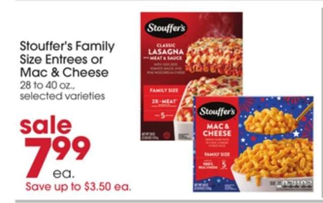 Stouffer's Family Size Entrees or Mac & Cheese