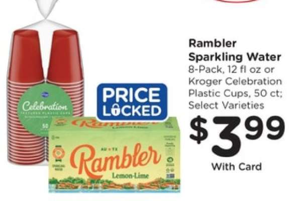 Rambler Sparkling Water or Kroger Celebration Plastic Cups