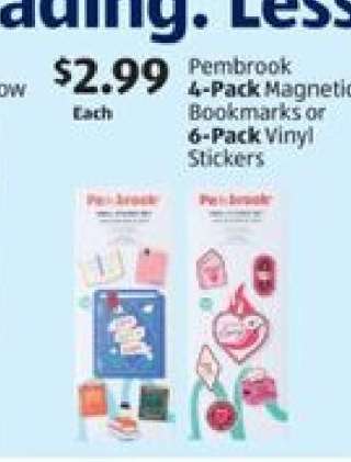 Pembrook 4-Pack Magnetic Bookmarks or 6-Pack Vinyl Stickers