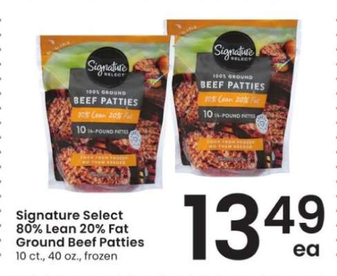 Signature Select 80% Lean 20% Fat Ground Beef Patties