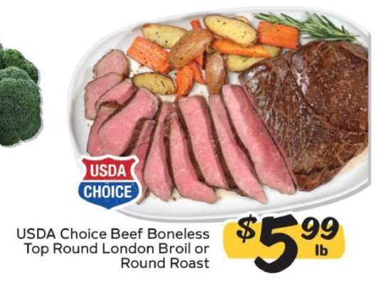 USDA Choice Beef Boneless Top Round London Broil or Round Roast
