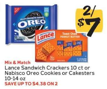 Lance Sandwich Crackers or Nabisco Oreo Cookies