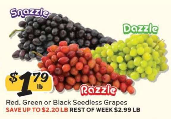 Red, Green or Black Seedless Grapes