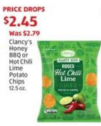 Clancy's Honey BBQ or Hot Chili Lime Potato Chips