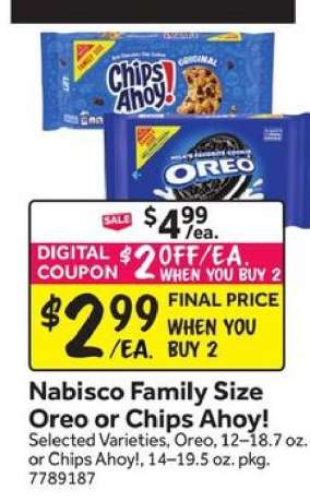 Nabisco Family Size Oreo or Chips Ahoy!