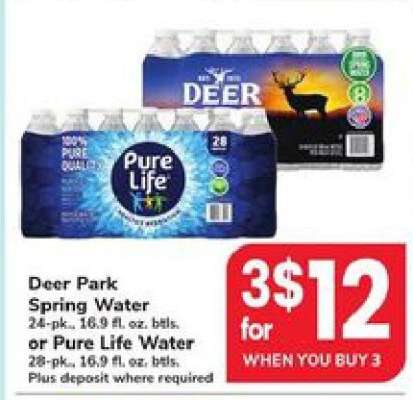 Deer Park Spring Water or Pure Life Water