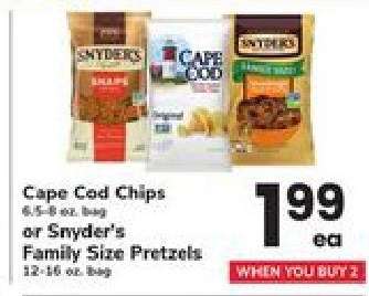 Cape Cod Chips or Snyder's Family Size Pretzels