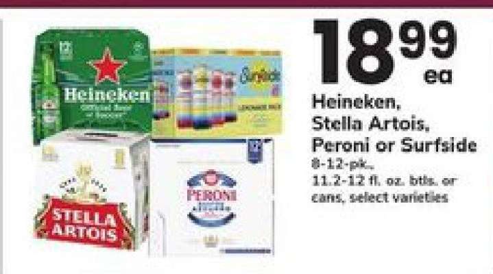 Heineken, Stella Artois, Peroni or Surfside