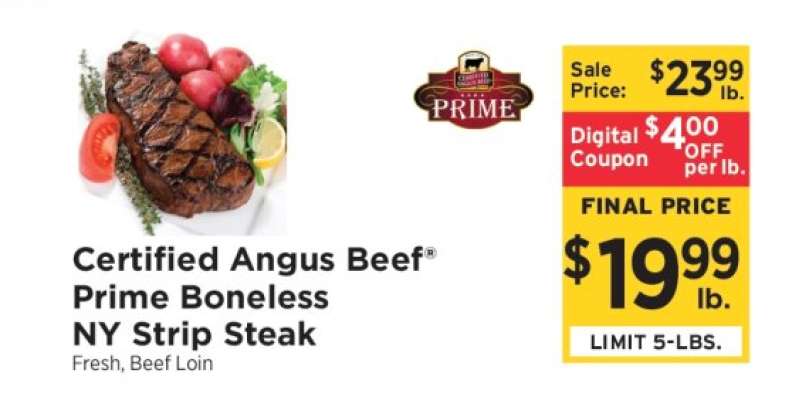 Certified Angus Beef Prime Boneless NY Strip Steak