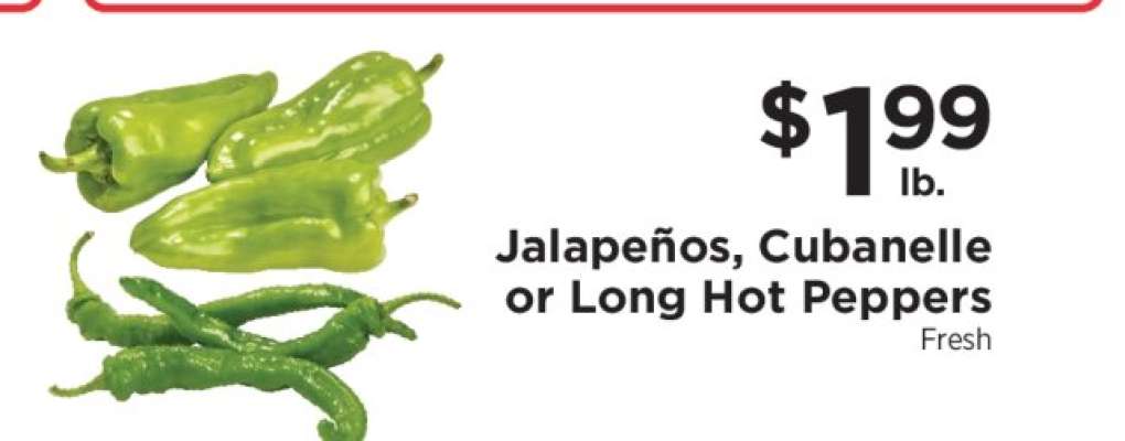 Jalapeños, Cubanelle or Long Hot Peppers