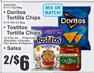 Doritos Tortilla Chips, Tostitos Tortilla Chips, Salsa