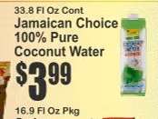 Jamaican Choice 100% Pure Coconut Water