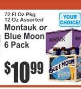 Montauk or Blue Moon 6 Pack