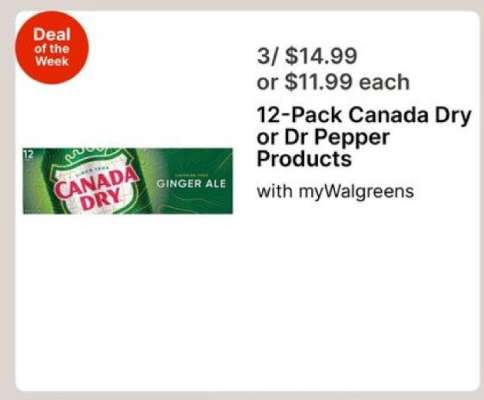 12-Pack Canada Dry or Dr Pepper Products