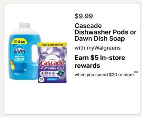 Cascade Dishwasher Pods or Dawn Dish Soap