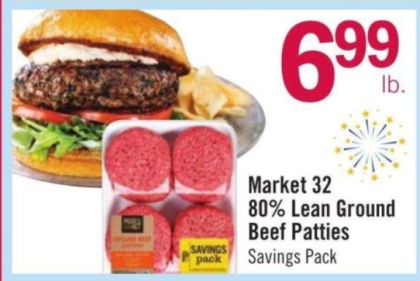 Market 32 80% Lean Ground Beef Patties