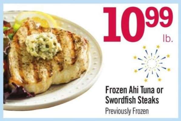 Frozen Ahi Tuna or Swordfish Steaks