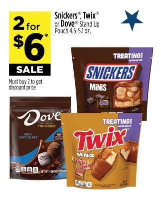 Snickers®, Twix® or Dove® Stand Up Pouch