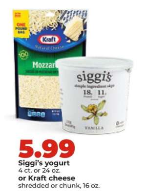 Siggi's yogurt or Kraft cheese