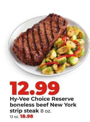 Hy-Vee Choice Reserve boneless beef New York strip steak