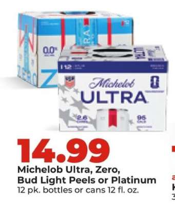 Michelob Ultra, Zero, Bud Light Peels or Platinum