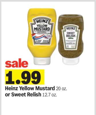 Heinz Yellow Mustard or Sweet Relish