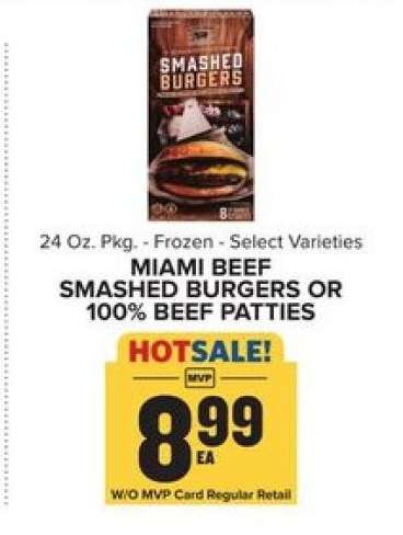 Miami Beef Smashed Burgers or 100% Beef Patties