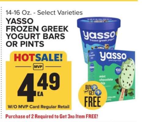 Yasso Frozen Greek Yogurt Bars or Pints
