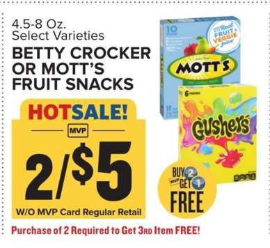 Betty Crocker or Mott's Fruit Snacks