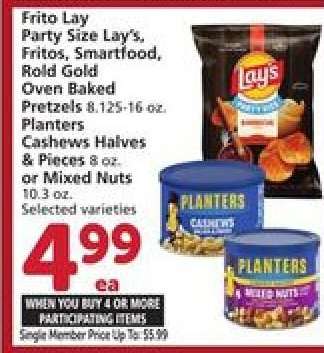 Frito Lay Party Size & Planters Nuts