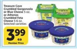 Treasure Cave Crumbled Gorgonzola or Blue Cheese / Athenos Crumbled Feta Cheese