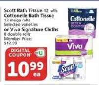 Scott Bath Tissue / Cottonelle Bath Tissue / Viva Signature Cloths