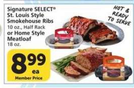 Signature SELECT St. Louis Style Smokehouse Ribs or Home Style Meatloaf