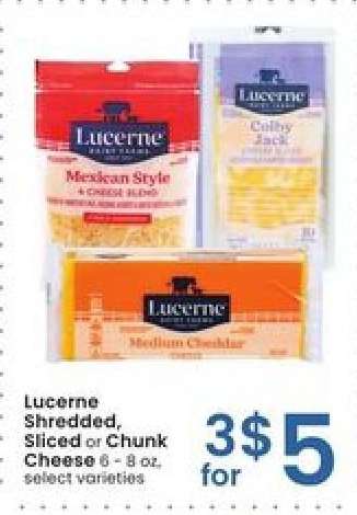 Lucerne Shredded, Sliced or Chunk Cheese