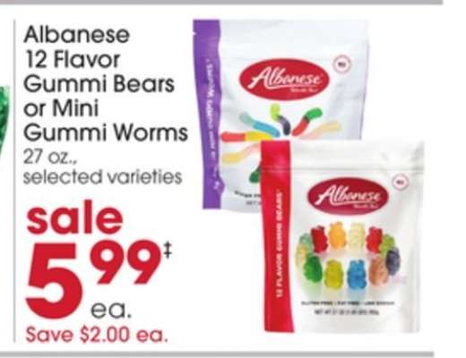 Albanese 12 Flavor Gummi Bears or Mini Gummi Worms