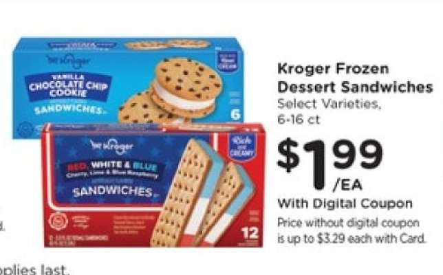 Kroger Frozen Dessert Sandwiches