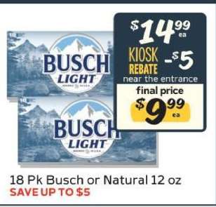 18 Pk Busch or Natural 12 oz
