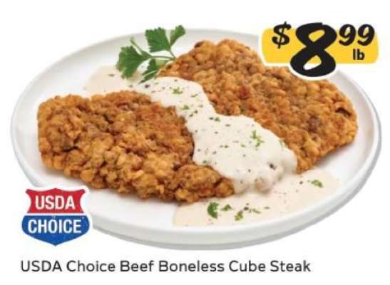 USDA Choice Beef Boneless Cube Steak