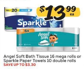 Angel Soft Bath Tissue or Sparkle Paper Towels