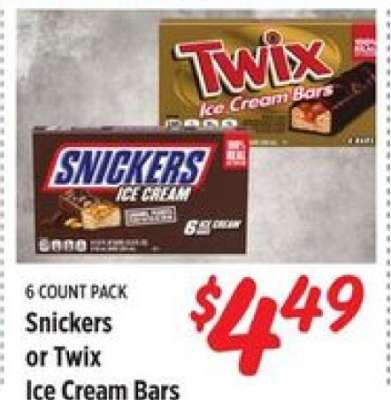 Snickers or Twix Ice Cream Bars
