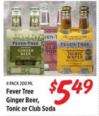 Fever Tree Ginger Beer, Tonic or Club Soda