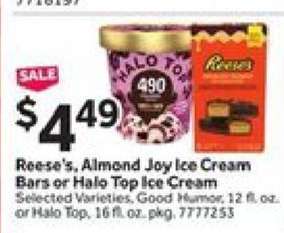 Reese's, Almond Joy Ice Cream Bars or Halo Top Ice Cream