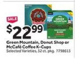 Green Mountain, Donut Shop or McCafé Coffee K-Cups