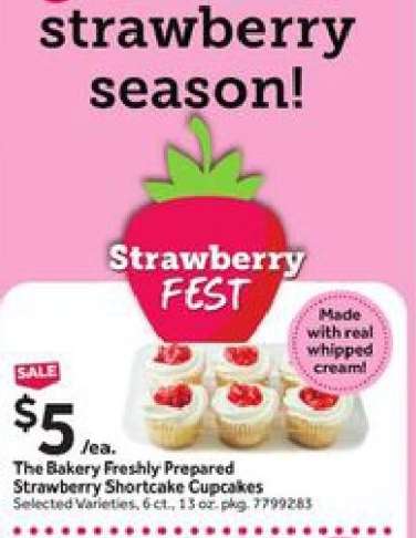 The Bakery Freshly Prepared Strawberry Shortcake Cupcakes