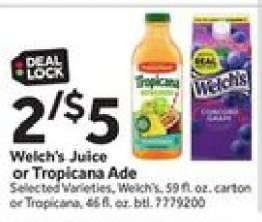 Welch's Juice or Tropicana Ade
