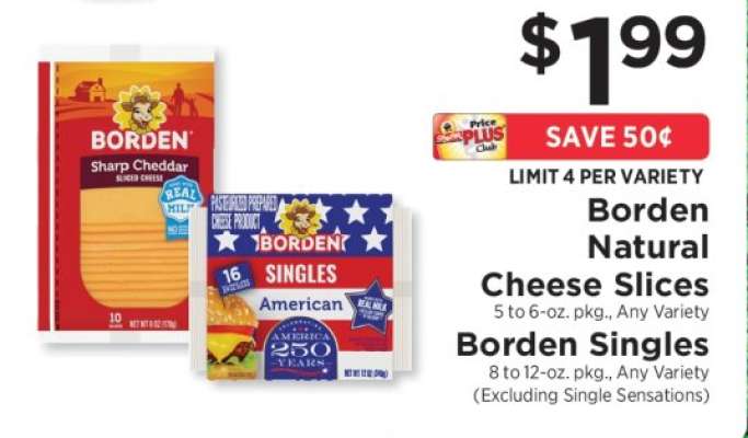 Borden Natural Cheese Slices / Borden Singles