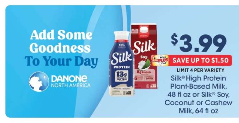 Silk High Protein Plant-Based Milk or Silk Soy, Coconut or Cashew Milk