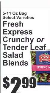Fresh Express Crunchy or Tender Leaf Salad Blends
